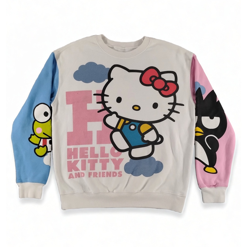 Sanrio Hello Kitty Friends Sweatshirt Womens S Cotton Colorblock Streetwear Y2K